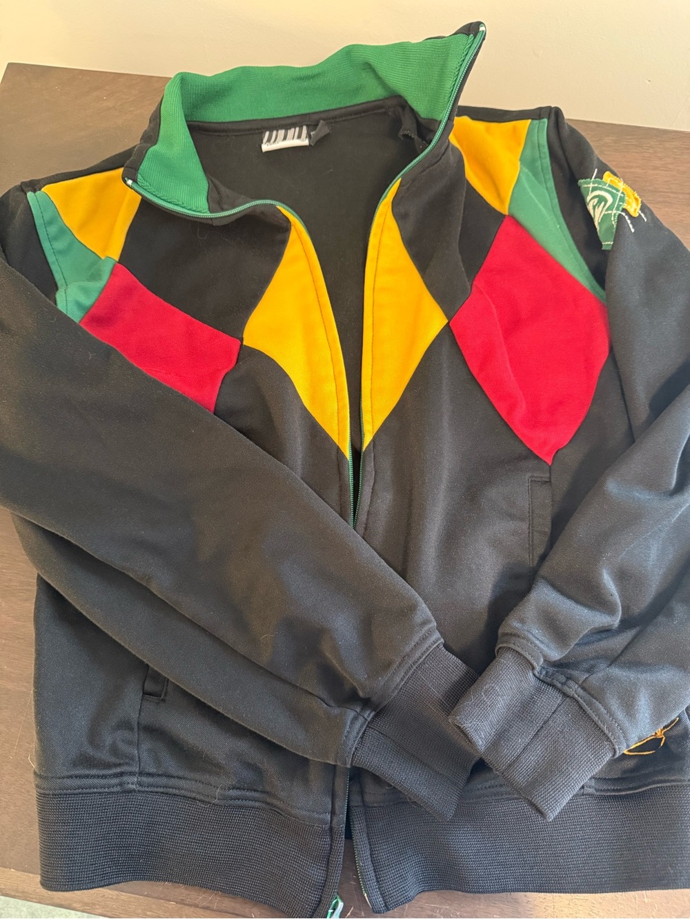 Billabong Black Track Jacket with Green, Yellow & Red Colorblock